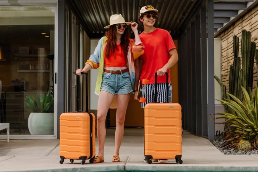 American Tourister NXT Checkered Hardside Carry On Spinner Suitcase